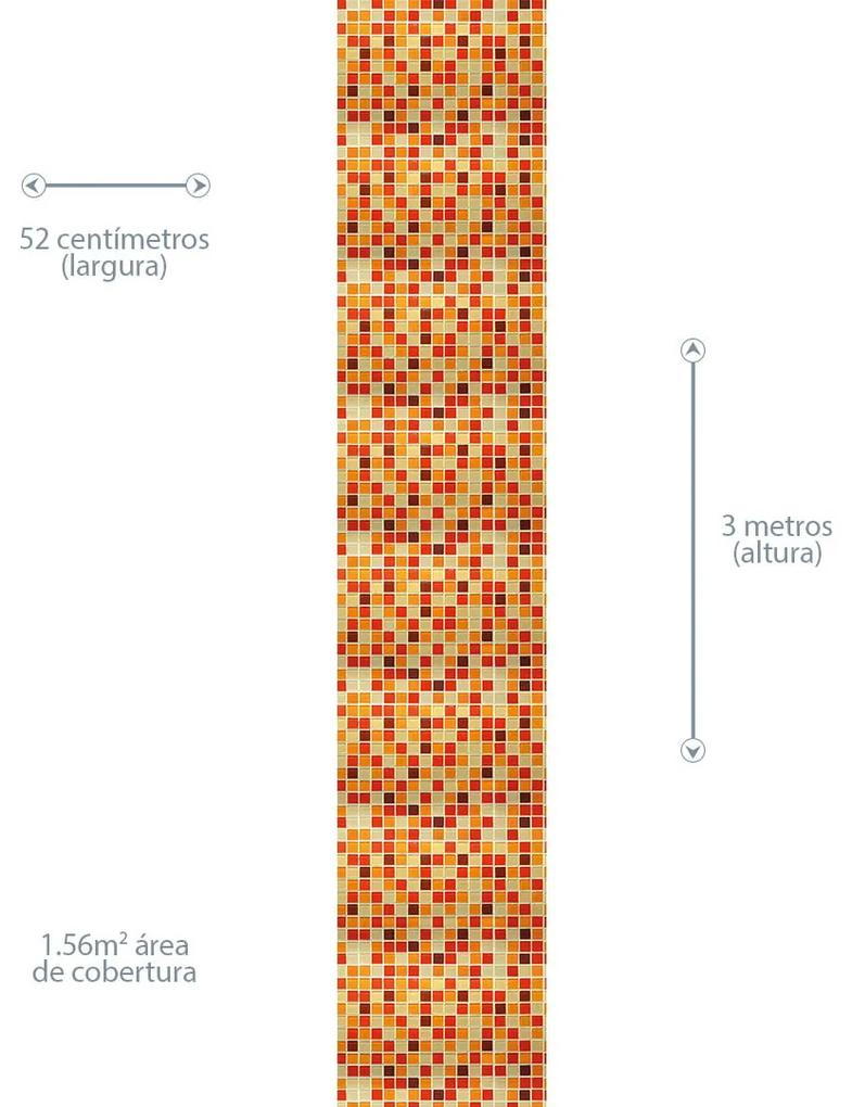 Papel de Parede pastilha laranja bege e vermelho 0.52m x 3.00m