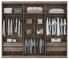 Guarda Roupa Casal Com Espelho 6 Portas Versalhes Castanha/Off White -