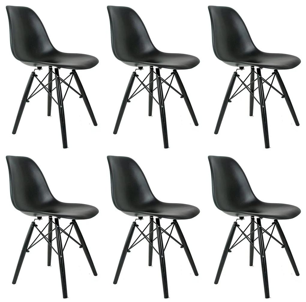 Conjunto 6 Cadeiras Eames Preta Com Pé Preto DSW - Empório Tiffany
