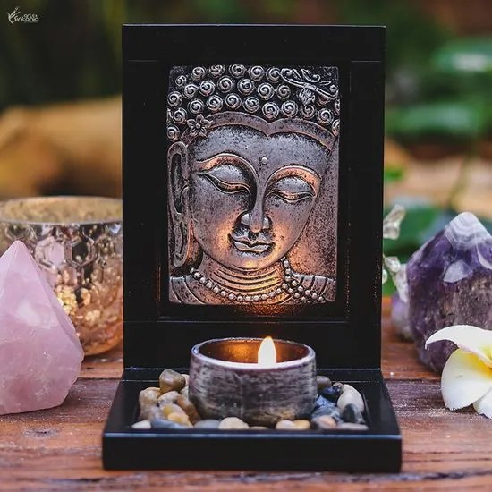 Porta-vela Placa Face Buda | SILVER