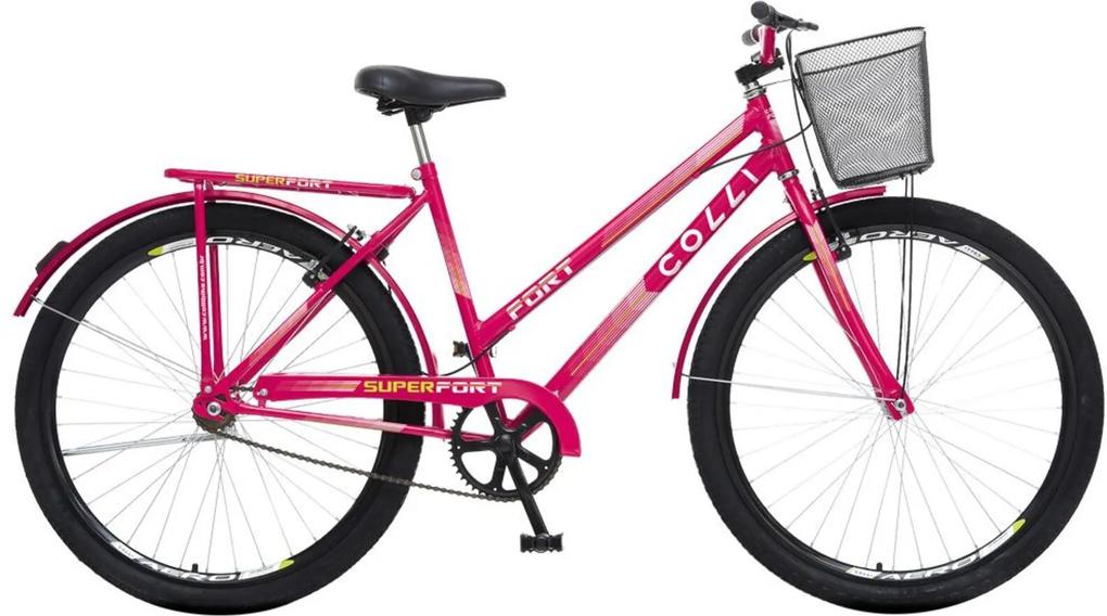 Bicicleta de Passeio Aro 26 Freio V-Brake Fort Quadro 19 Aço Pink - Colli Bike