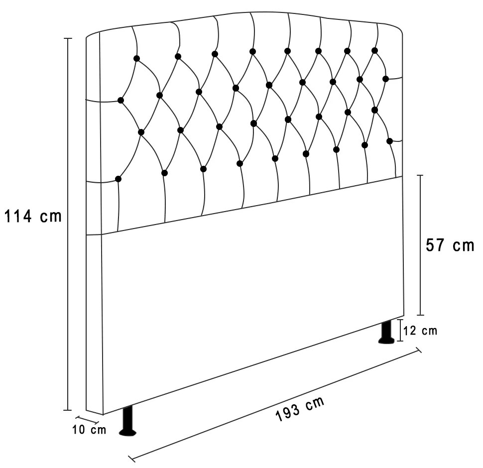 Cabeceira Greta Para Cama Box King 195 cm Linho - D'Rossi - Cinza