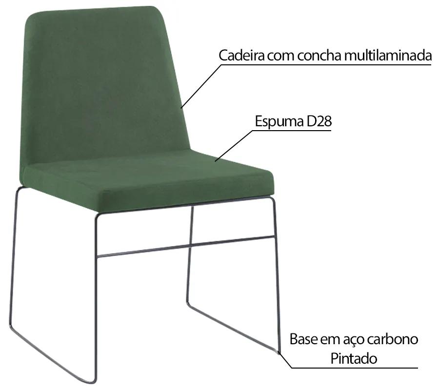 Kit 3 Cadeiras Decorativa Sala de Jantar Anne Linho Verde G17 - Gran Belo