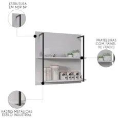 Prateleira Industrial Cozinha Dupla com Painel Flora Z34 Branco - Mpoz