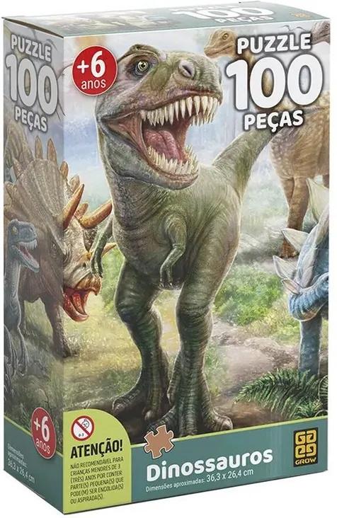 Quebra Cabeça Dinossauros - 100 Peças - Grow