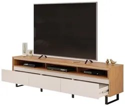 Rack Bancada para TV 75 Pol Pés Estilo Industrial Alfa D04 Off White/F