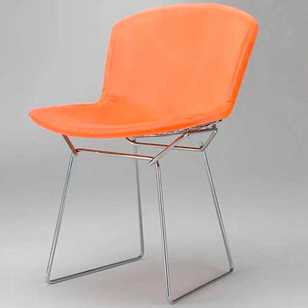 Cadeira Bertóia Capa Látex Aço Inox Clássica Design by Harry Bertoia