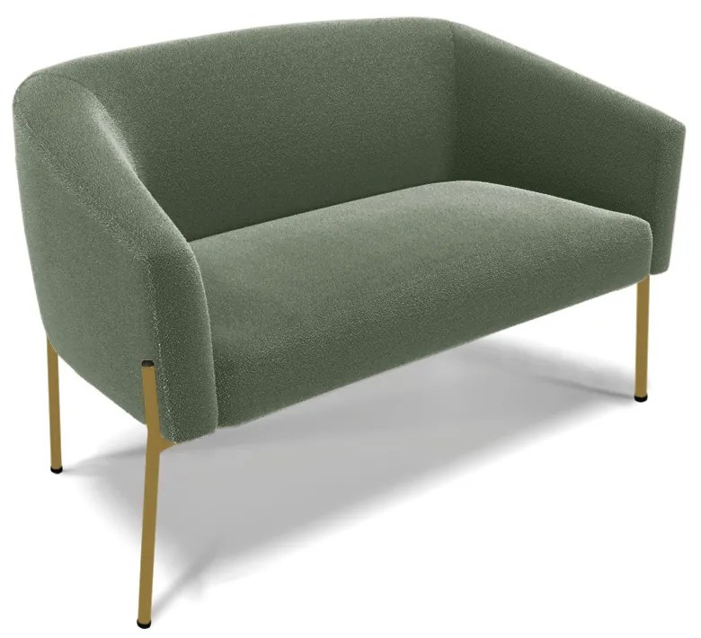 Sofá 2 Lugares Namoradeira Pé de Ferro Dourado Stella Bouclê D03 - D'Rossi - Verde Pistache