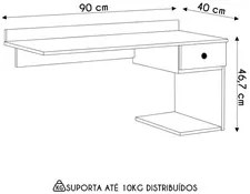 Mesa Escrivaninha Suspensa 90cm 1 Gaveta Vivenci Freijó - EJ Móveis