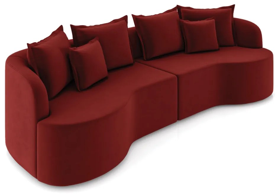 Sofá 3 Lugares Orgânico Living 210cm Mersa Veludo K01 - D'Rossi - Vermelho