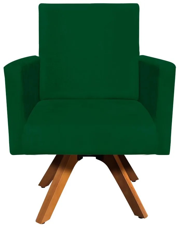 Poltrona Giratória Nina Suede Base Madeira MM30 D'Rossi - Verde