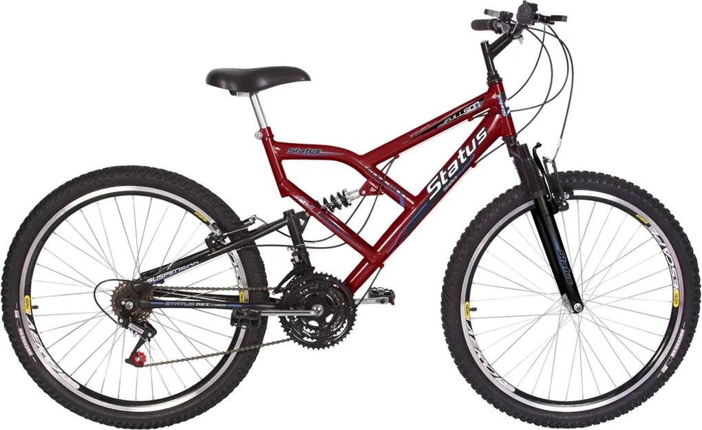 Bicicleta Status Bike Aro 26 18v Dupla Suspensão - Vermelha