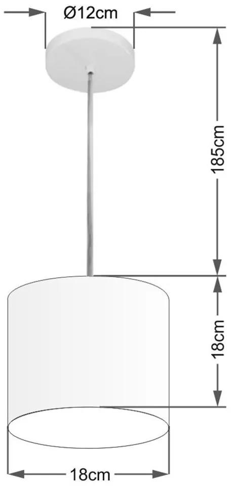 Kit/3 Pendente Cilíndrico Md-4046 Cúpula em Tecido 18x18cm Branco - Bivolt