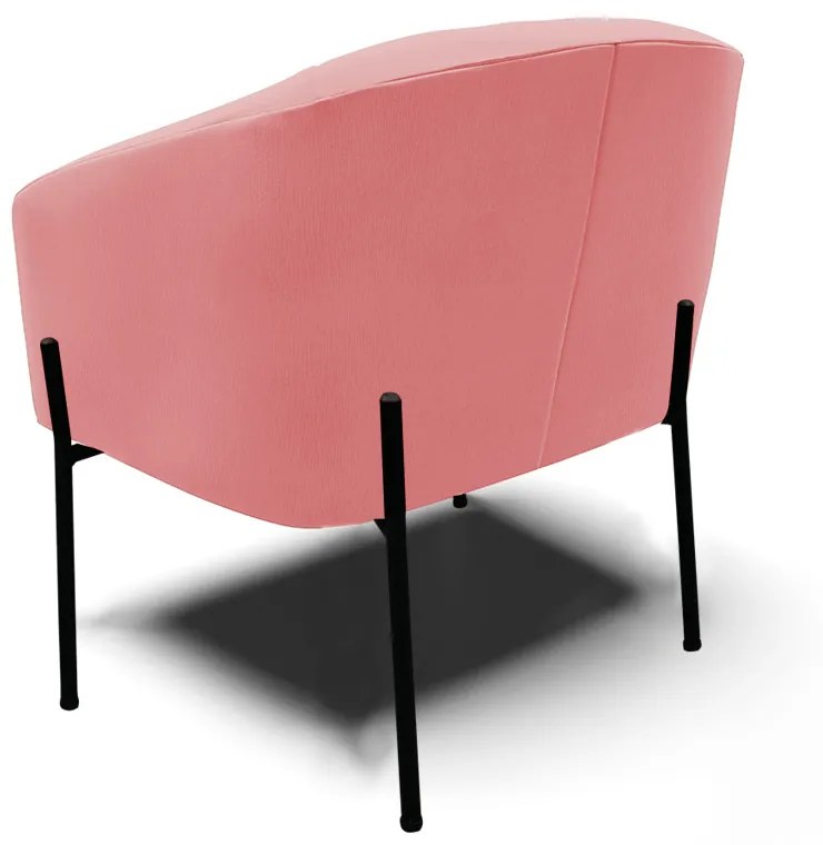 Poltrona Decorativa Pé de Ferro Preto Stella Suede D03 - D'Rossi - Rose