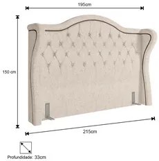 Cabeceira Cama Box Casal King 195cm Antibes P02 Linho Cru - Mpozenato