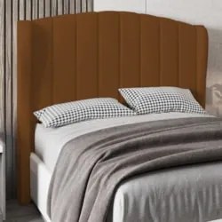 Cabeceira Casal King Cama Box 195cm Glenda Z04 Veludo Terracota - Mpoz