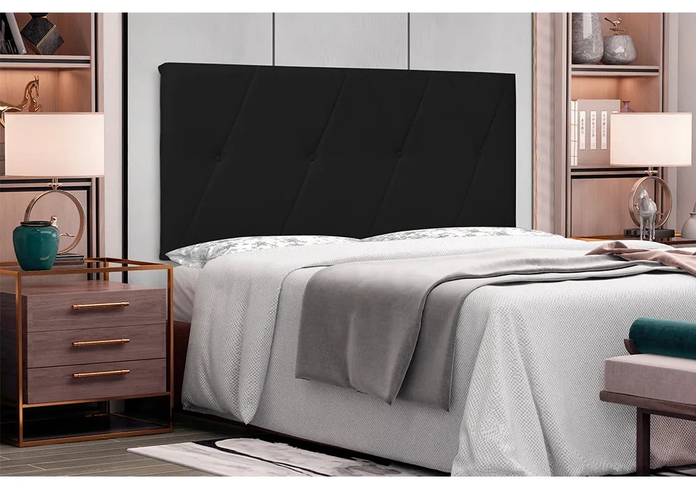 Cabeceira Painel Aquilla Para Cama Box Casal 140 cm Corino Preto - D'Rossi