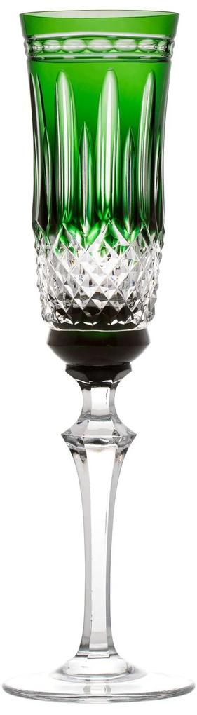 Taça de Cristal Lapidado p/ Champagne - Verde Escuro  Verde Escuro