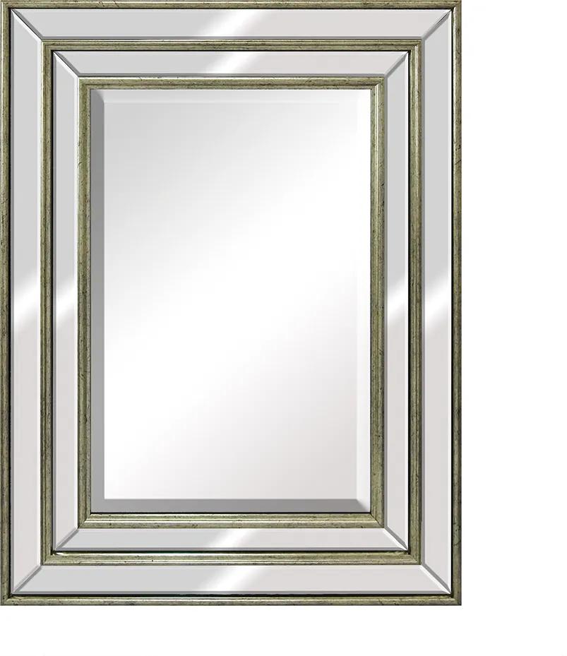 Espelho Retangular Prata com Moldura Espelhada - 64x84cm