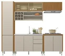 Cozinha Modulada 5 Peças Balcão Para Pia CP2 Pierre L06 Nature/Off Whi