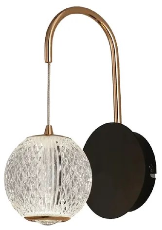 Arandela Led Metal Dourado Preto 4,2w 3000k Luce