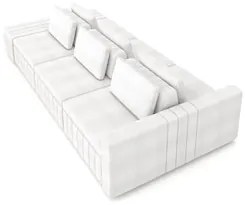 Sofá Ilha e Puff Sala Living 335cm Siesta M22 Bouclê Bege Claro - Mpoz