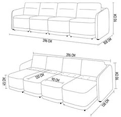 Sofá Cama Casal para Sala 396cm Polska K04 Linho Cinza - Mpozenato