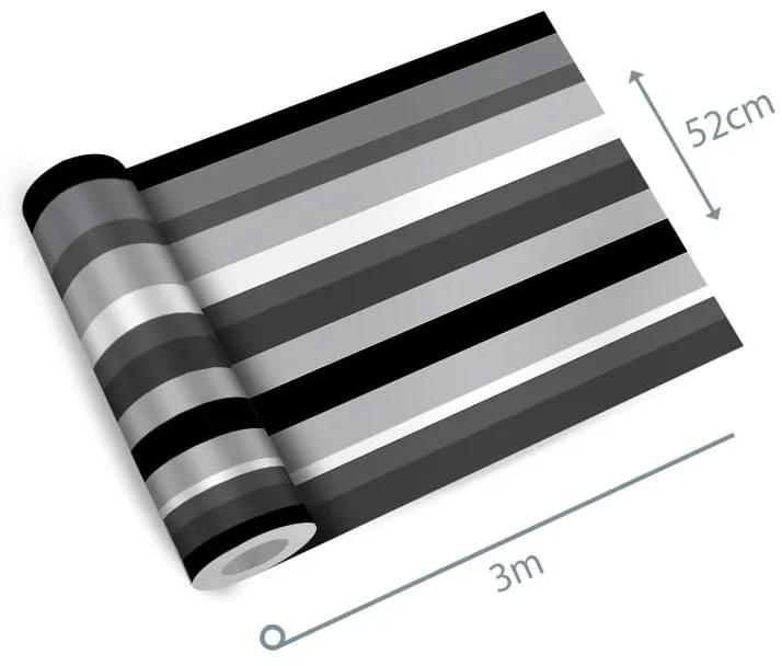 Papel de parede adesivo listrado preto branco e cinza