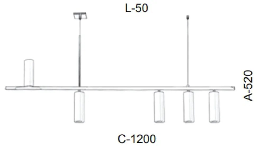 Pendente Retangular Tubo 120X05X52Cm Metal 05Xmr11 | Old Artisan Pd-55... (BRANCO)