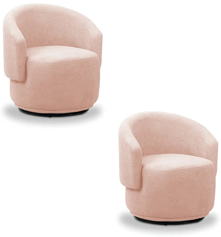 Poltrona Decorativa Orgânica Giratória Kit 2 Névoa Bouclê E03 - D'Rossi - Rose