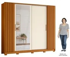 Guarda Roupa Casal 4 Portas 4 Espelhos Jacarandá Flex Cinamomo/Off Whi