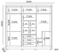 Guarda Roupa Casal com Espelho 6 Portas 242cm Duna M07 Freijó/Off Whit