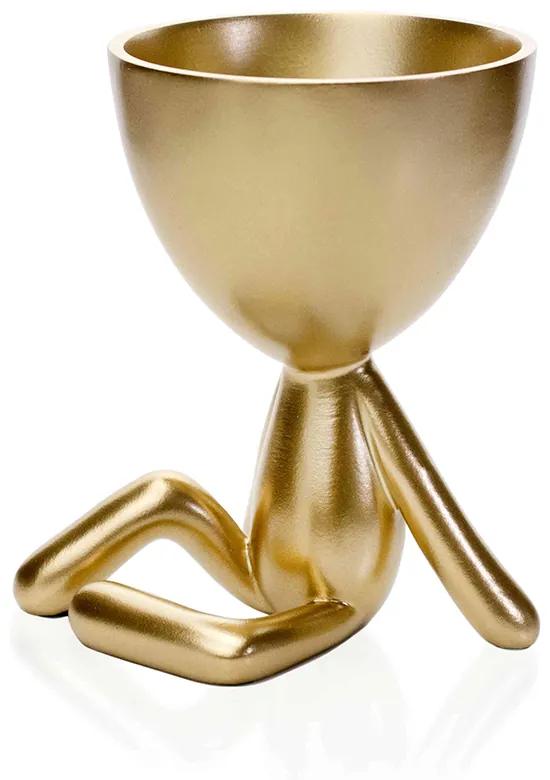 Vaso Decorativo Bob Robert Sentado em Poliresina Dourado 14,5 cm M02 - D'Rossi