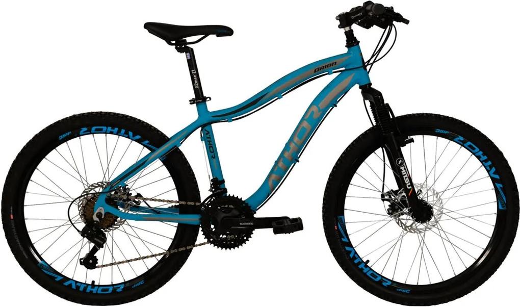 Bicicleta Aro 24 Top Orion Tz 21V Shimano Freio A Disco Azul Athor Bike