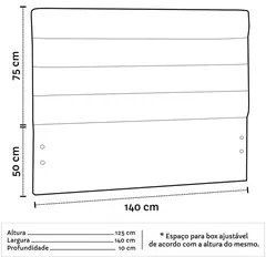 Cabeceira Cama Box Casal 140cm Greta Corano Branco e 2 Mesas de Cabece