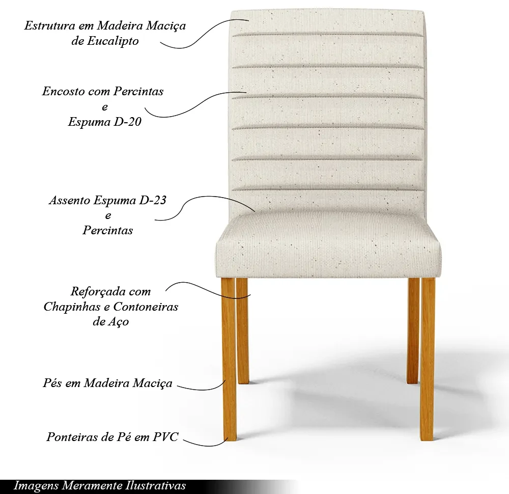 Cadeira de Jantar Alba Larga Estofada Matelassê Madeira Maciça