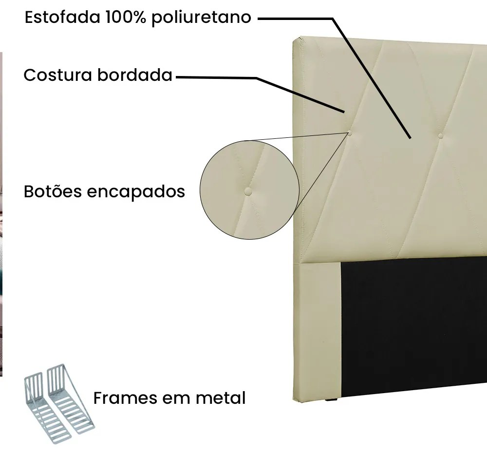 Cabeceira Aquilla Para Cama Box Solteiro 90 cm Corino Bege - D'Rossi