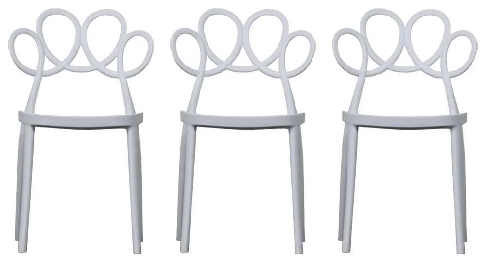 Kit 03 Cadeiras Decorativas para Cozinha Laço Branco - Gran Belo