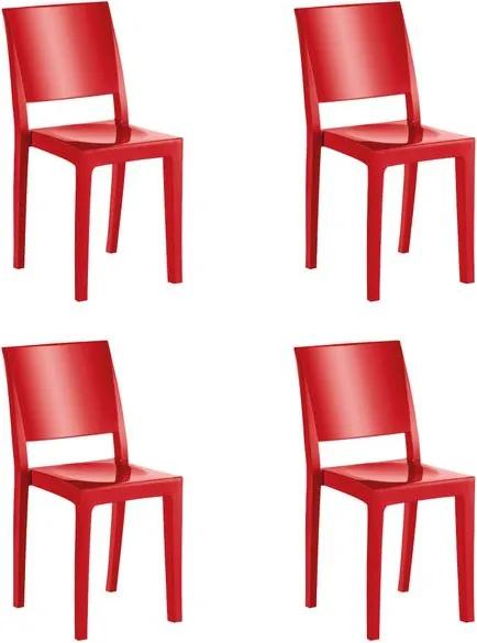 Kit 4 Cadeiras Hydra Plus em Polipropileno - Kappesberg - Vermelho