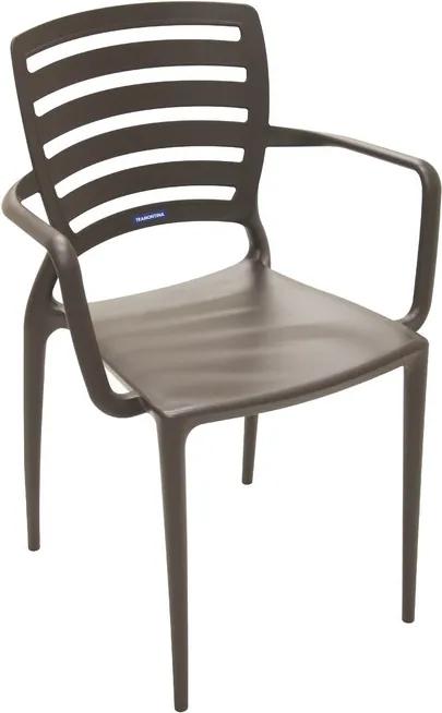 Cadeira Sofia com Braço Encosto Horizontal Marrom Summa - Tramontina