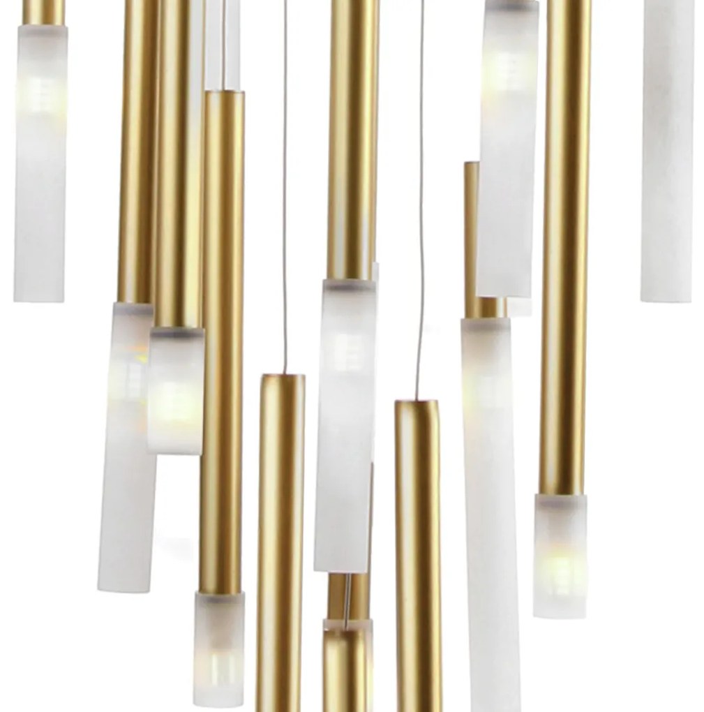 Plafon Flash Ø50X150Cm Tubo Ponteira Acrílico Metal Alumínio 01Xg9 - O... (DOURADO BRILHO)