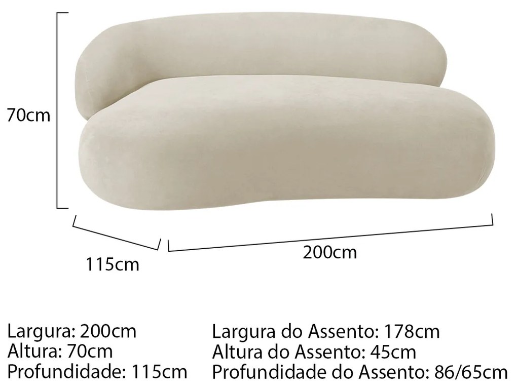 Divã Recamier Luxo Decorativo Canadá 200cm Lado Direito Bouclé - ADJ Decor