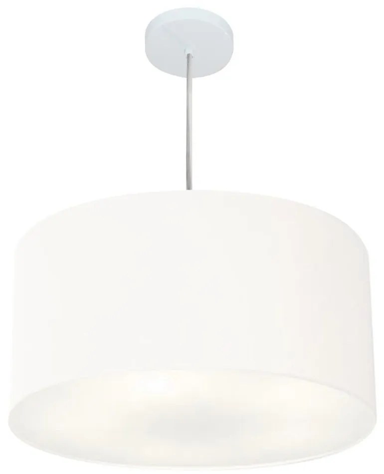 Lustre Pendente Cilíndrico Md-4213 Cúpula em Tecido 50x30cm Branco - Bivolt