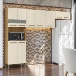 Armário de Cozinha Compacta 251cm Louis Plus Freijó/Soft Z06 - Mpozena