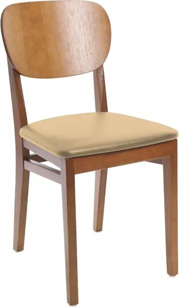 Cadeira sem braços de madeira tauari com estofado bege e acabamento amendoa Tramontina 14203131
