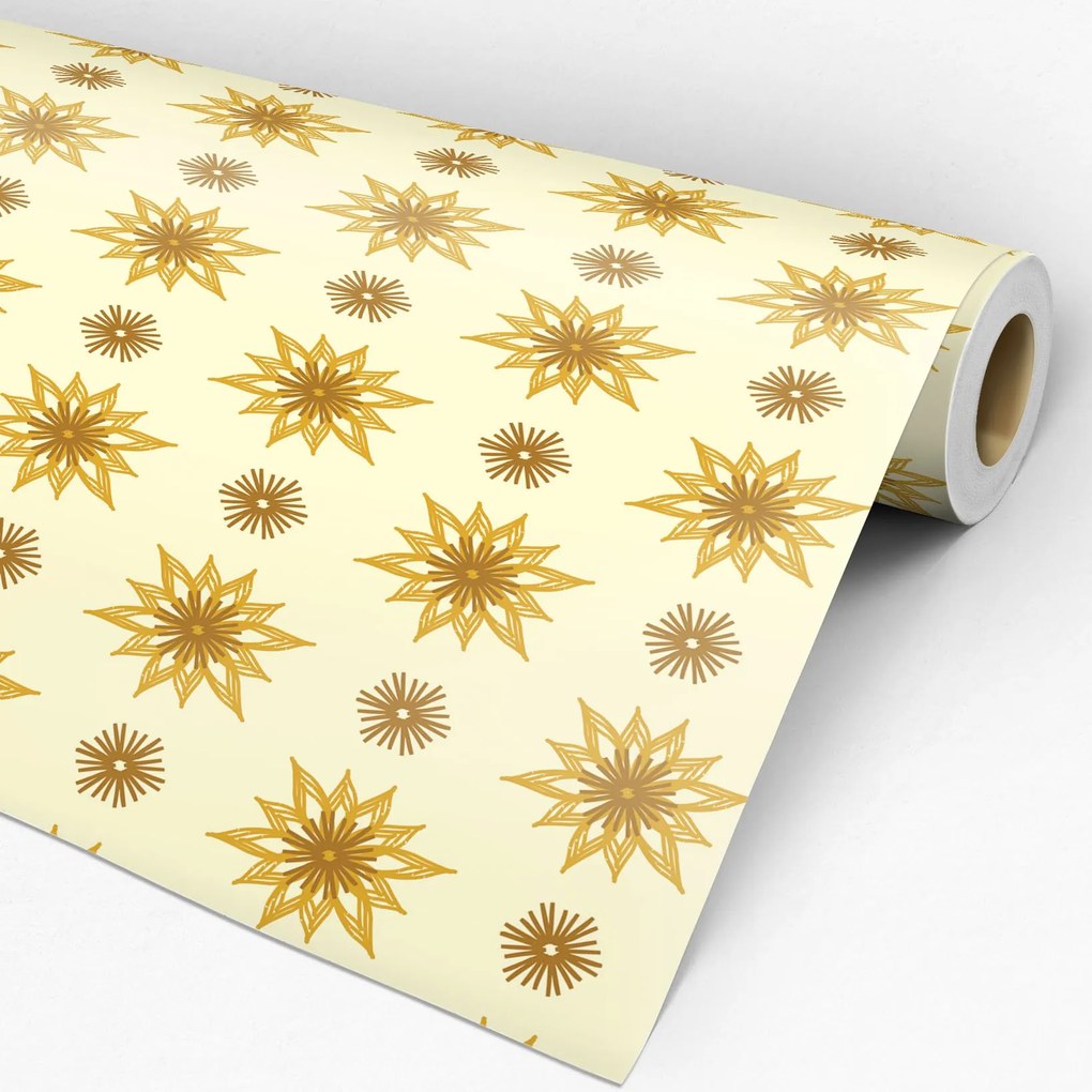 Papel de parede adesivo arabesco amarelo e marrom