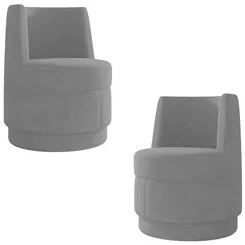 Kit 2 Poltronas Giratória Decorativa para Sala Isa K04 Veludo Cinza -