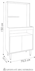Armário de Cozinha 2 Portas Cantinho do Café 70cm Bella Z34 Branco - M