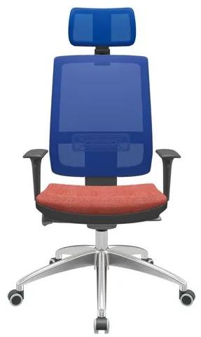 Cadeira Office Brizza Tela Azul Com Encosto Assento Concept Rosé Autocompensador 126cm - 63133 Sun House