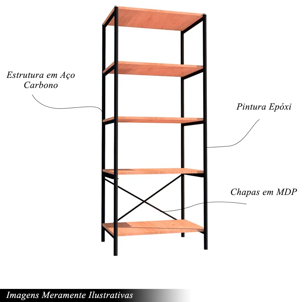 Estante Multiuso Industrial Fama 5 Prateleiras Preto/Demolição G79 - Gran Belo